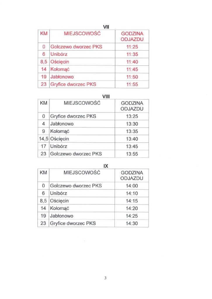 golczewo rozkład jazdy autobusów