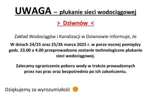 Płukanie sieci wodociągowej w Dziwnowie