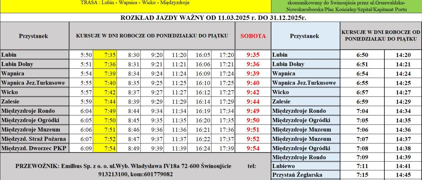 lubin swinoujscie rozklad jazdy