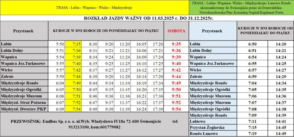 lubin swinoujscie rozklad jazdy