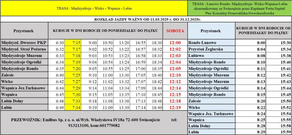 lubin swinoujscie rozklad jazdy