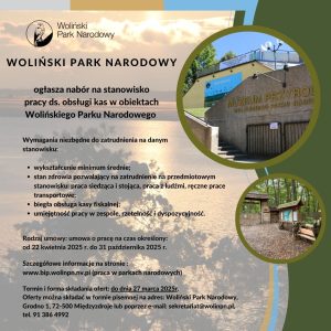 Woliński Park Narodowy poszukuje pracownika do obsługi kas