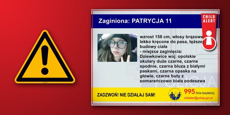Child Alert: Policja w całej Polsce poszukuje 11-letniej Patrycji