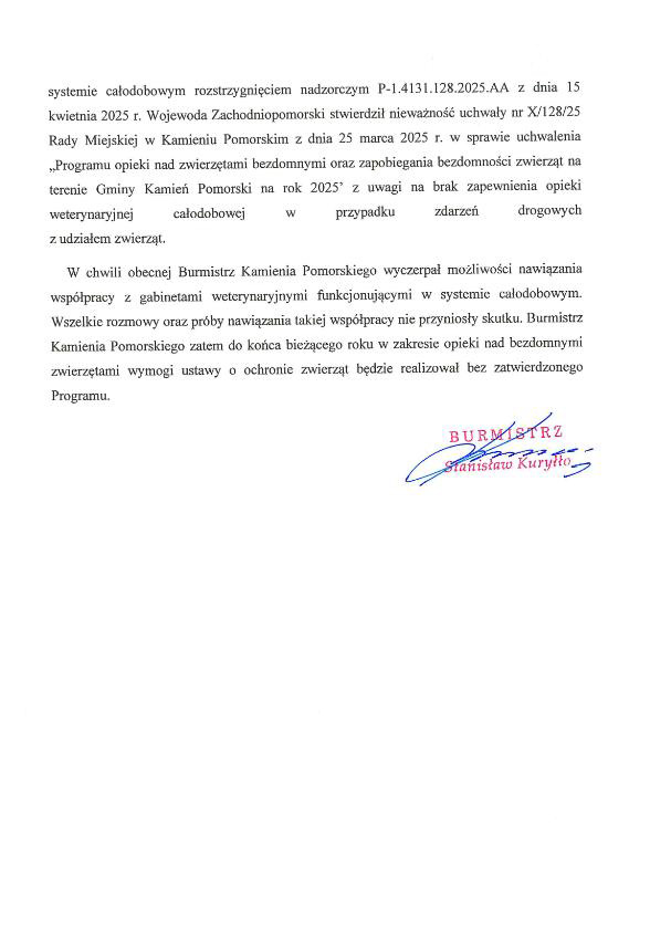 programu opieki nad zwierzętami nie będzie i już kuryłło