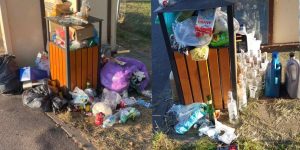 Wiecznie przepełniony śmietnik wita turystów we Wrzosowie