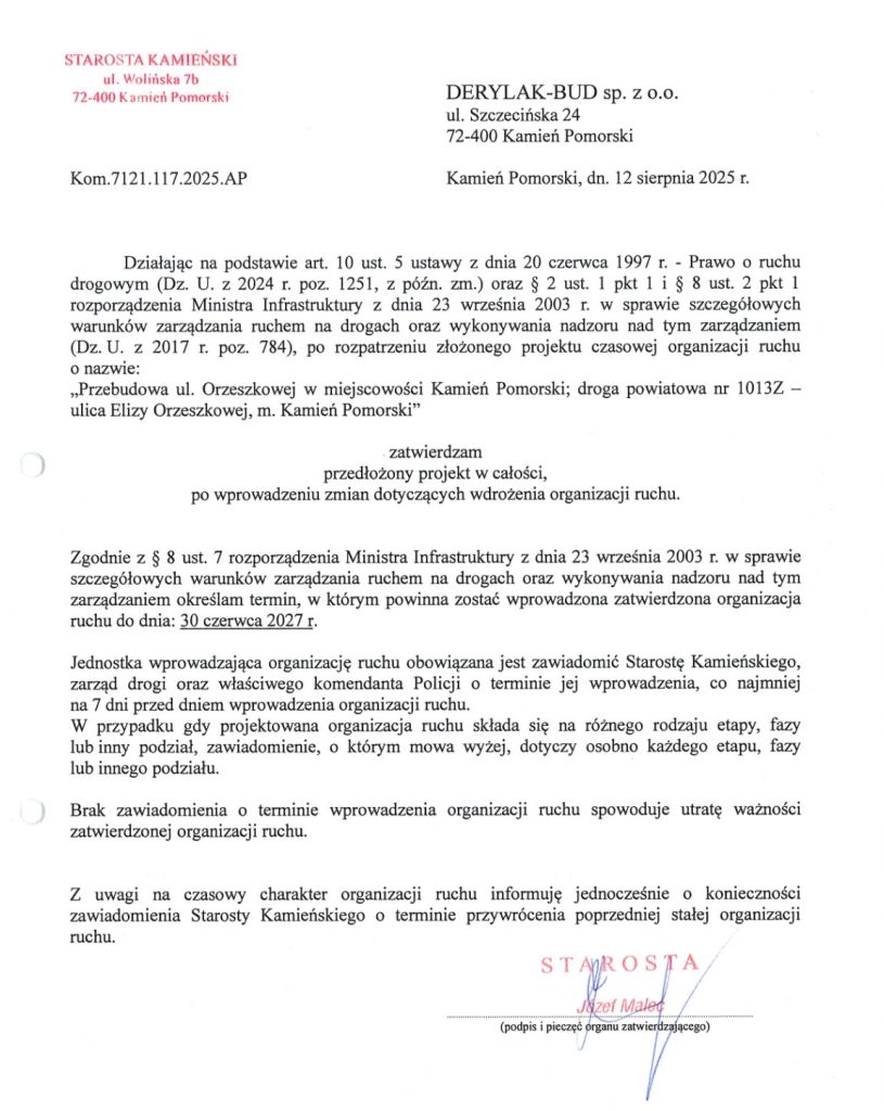 sekretna tymczasowa organizacja ruchu dla ul orzeszkowej