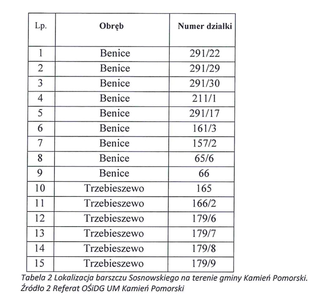 barszcz sosnowskiego teren gminy