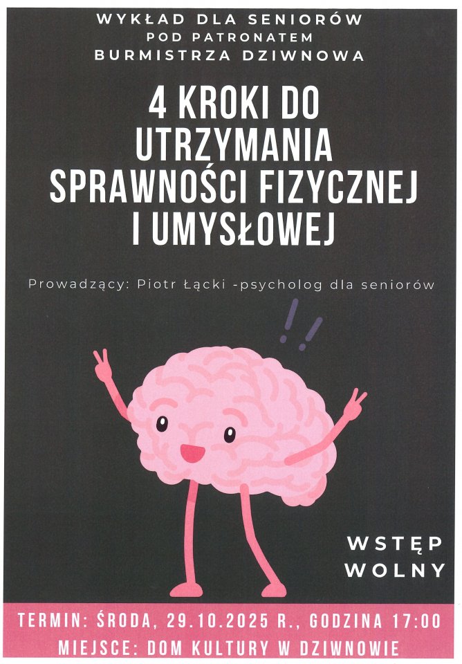 Wykład psychologa dla seniorów w Dziwnowie: Jak zachować sprawność fizyczną i umysłową