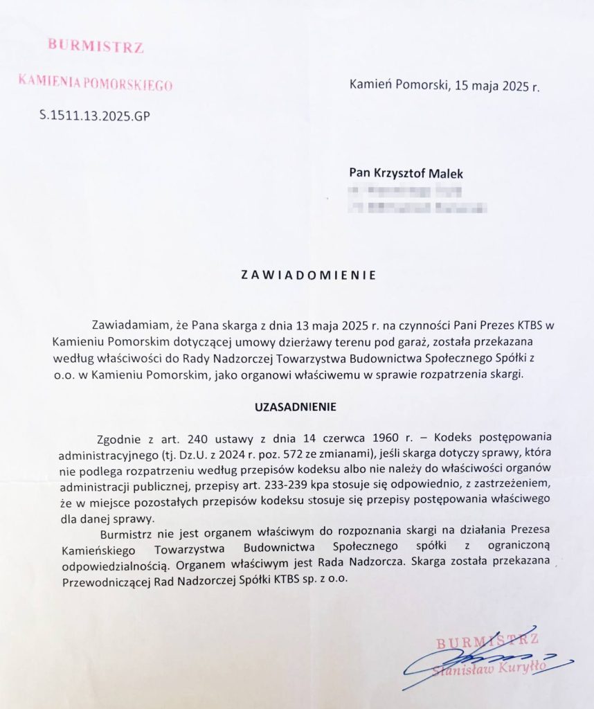 garażowy skandal w ktbs