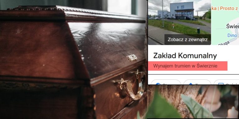 W Świerznowskich Wodociągach... wynajmiesz trumnę? Tak oznajmia Google