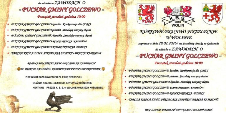 Zawody strzeleckie Bractwa Kurkowego już 28 lutego w Golczewie! Zawalcz o Puchar Gminy